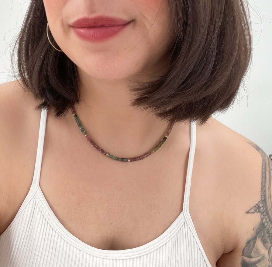 Rainbow Tourmaline Stud Necklace