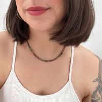 Rainbow Tourmaline Stud Necklace