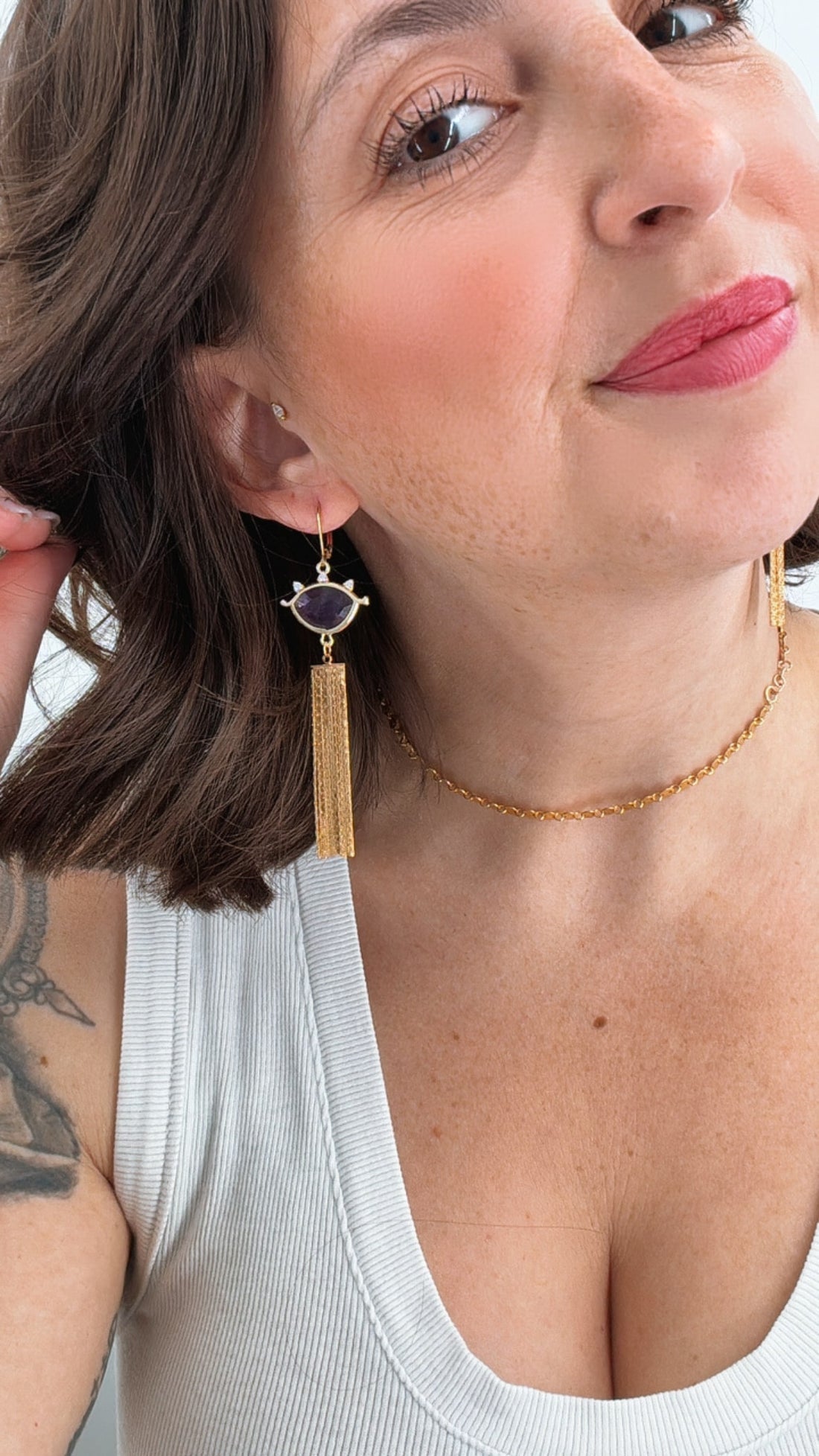 Enchanted Eye Amethyst Drop Earrings