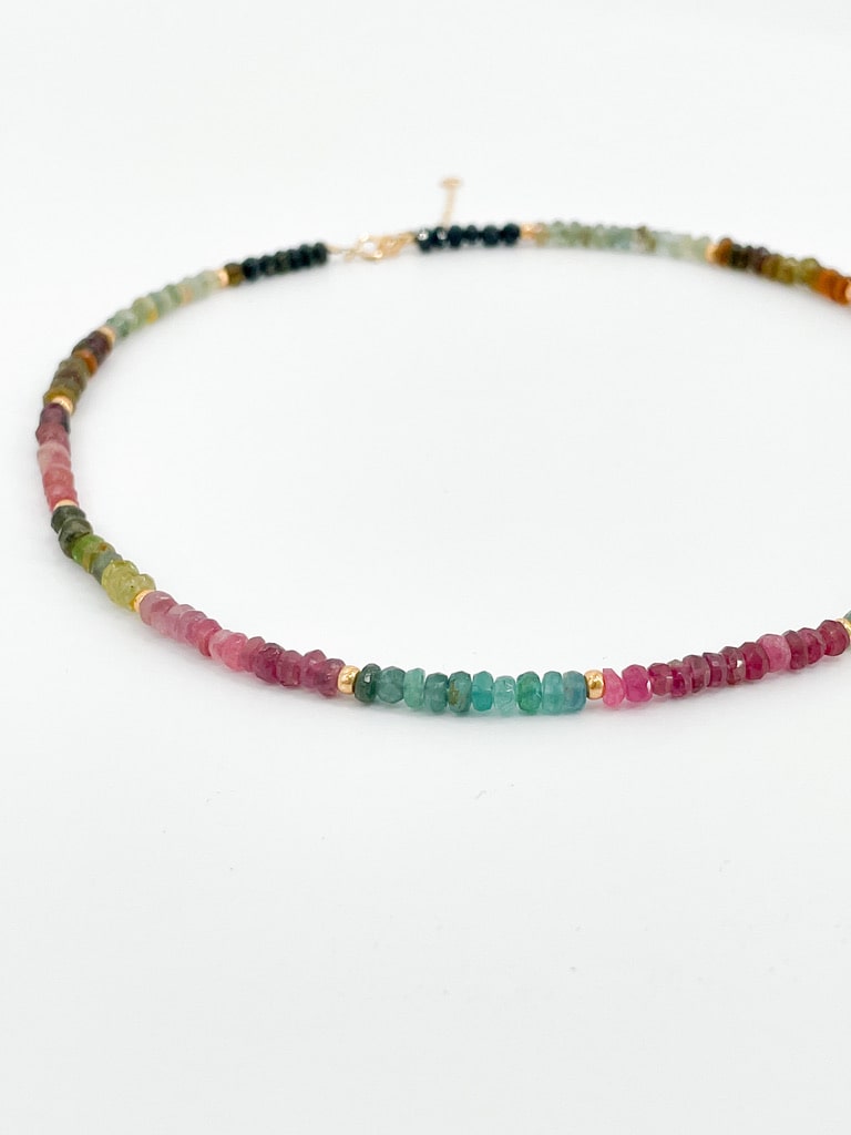 Rainbow Tourmaline Stud Necklace