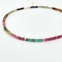Rainbow Tourmaline Stud Necklace