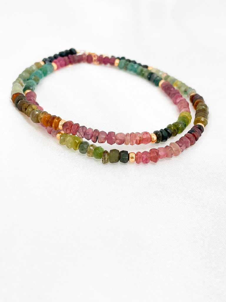 Rainbow Tourmaline Stud Necklace