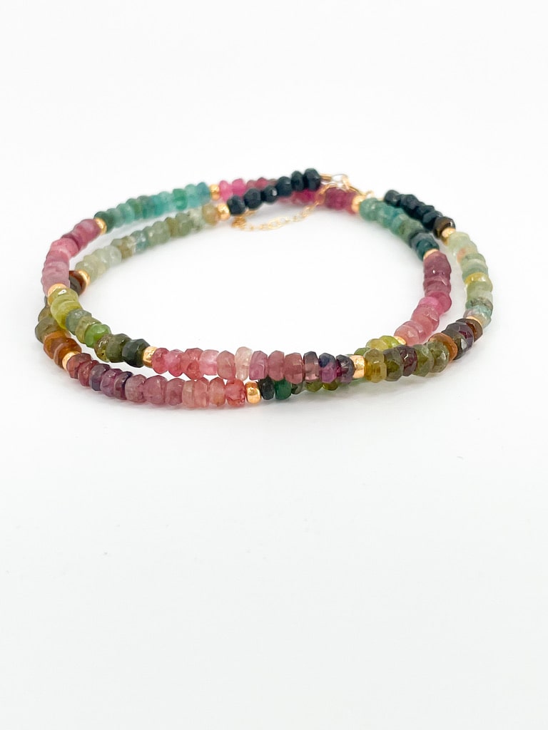Rainbow Tourmaline Stud Necklace