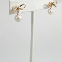 Bow Bliss Pearl Drop Earrings