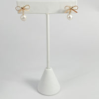 Bow Bliss Pearl Drop Earrings