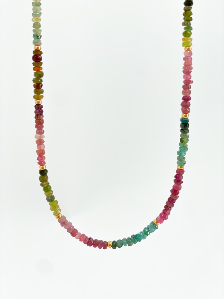Rainbow Tourmaline Stud Necklace