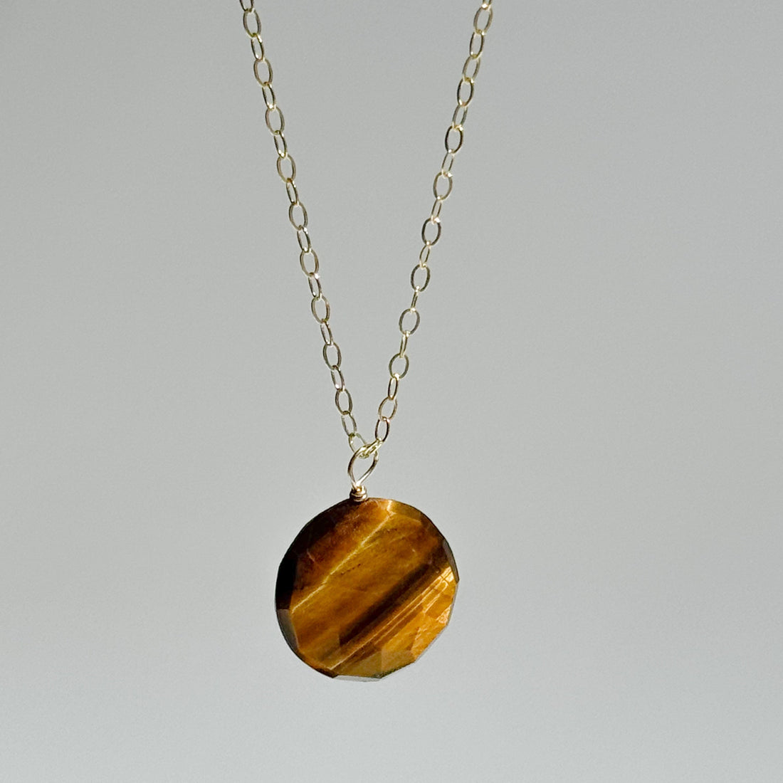 Strength Circle Tiger’s Eye Pendant Necklace