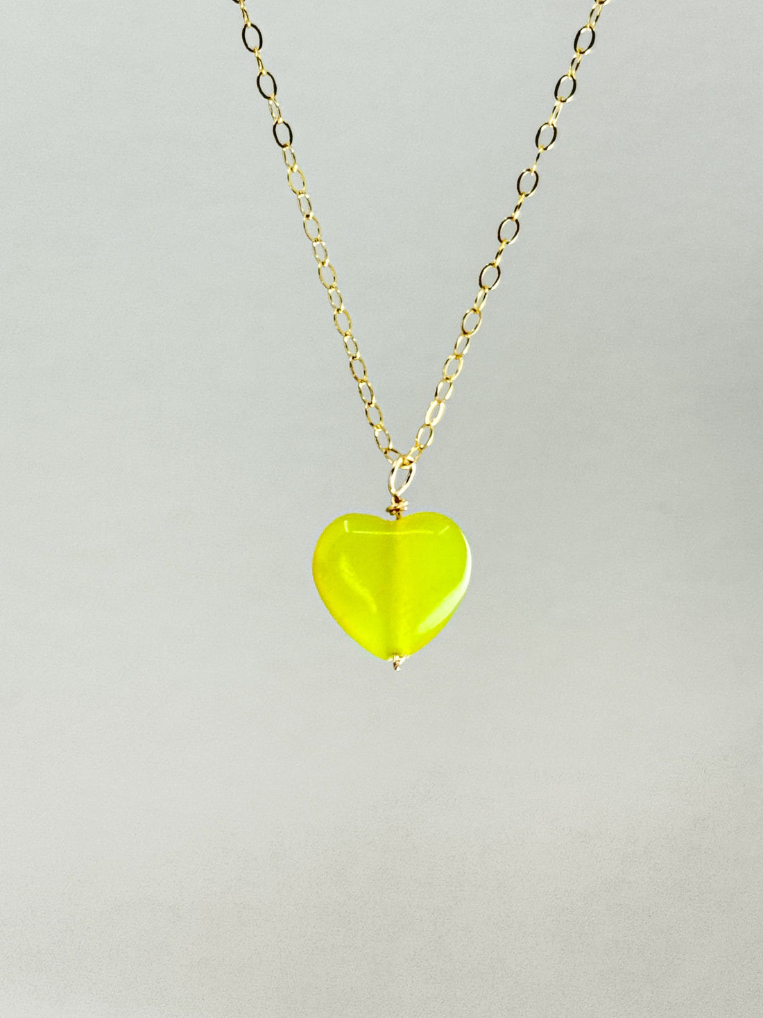 Neon Love – Neon Green Jade Heart Necklace