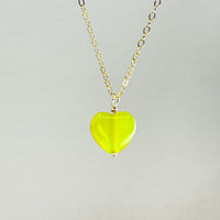 Neon Love – Neon Green Jade Heart Necklace