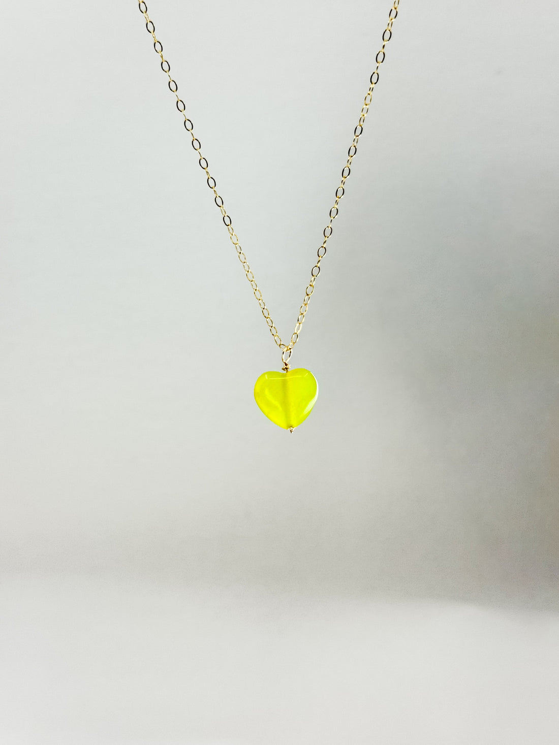 Neon Love – Neon Green Jade Heart Necklace
