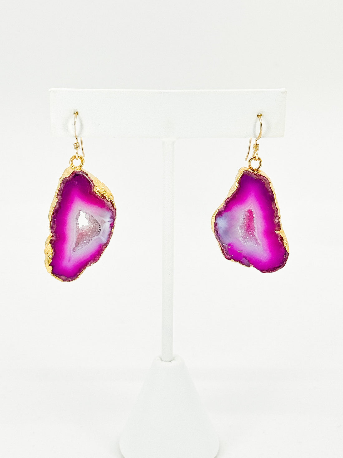 Rose Veil Geode Earrings