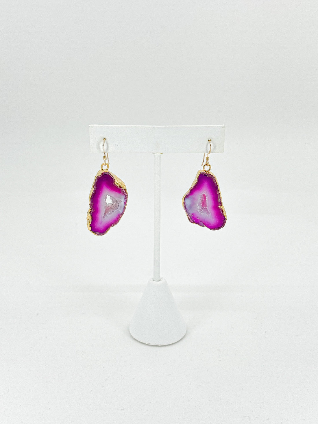 Rose Veil Geode Earrings