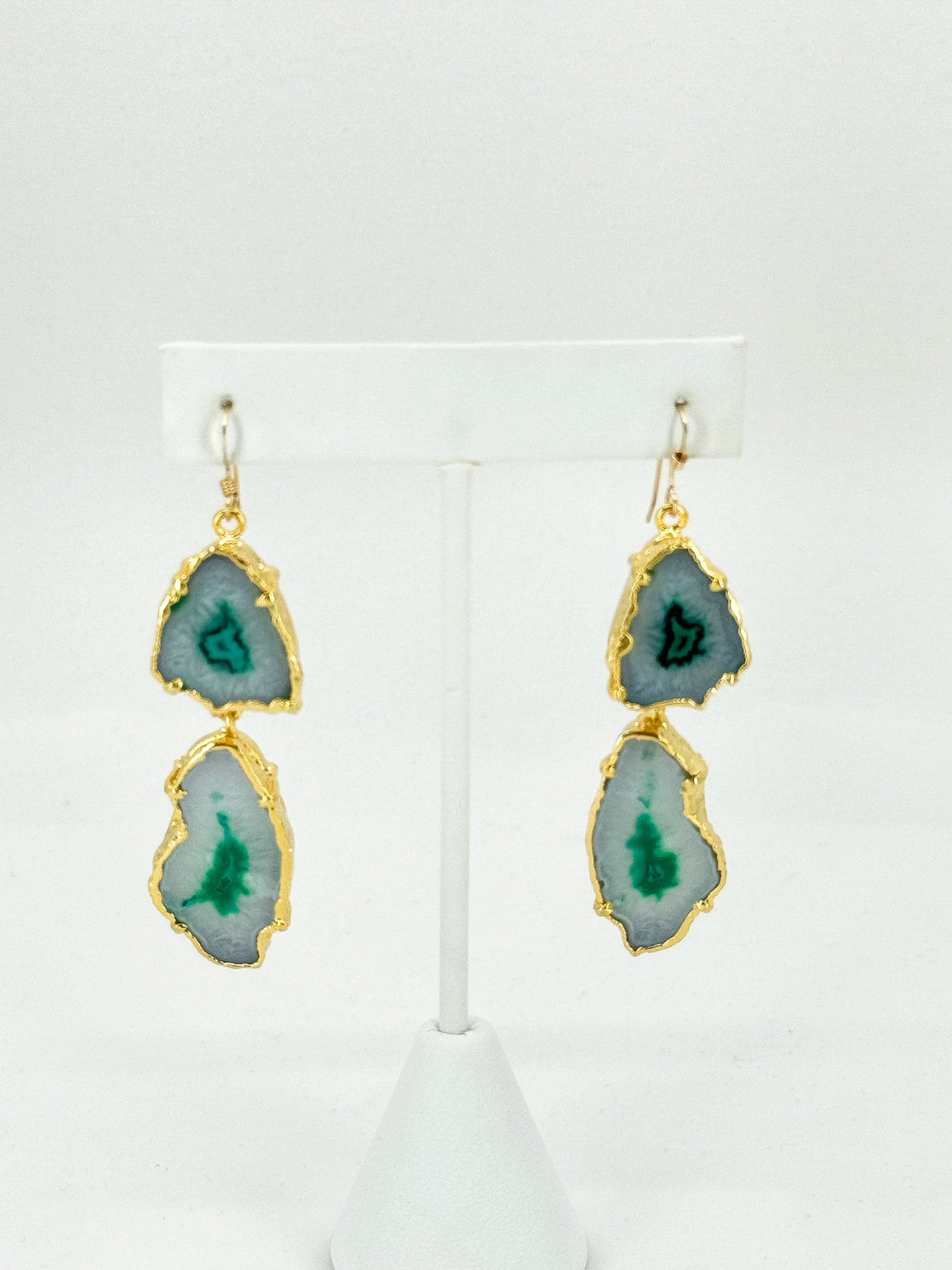 Emerald Cascade Druzy Agate Earrings