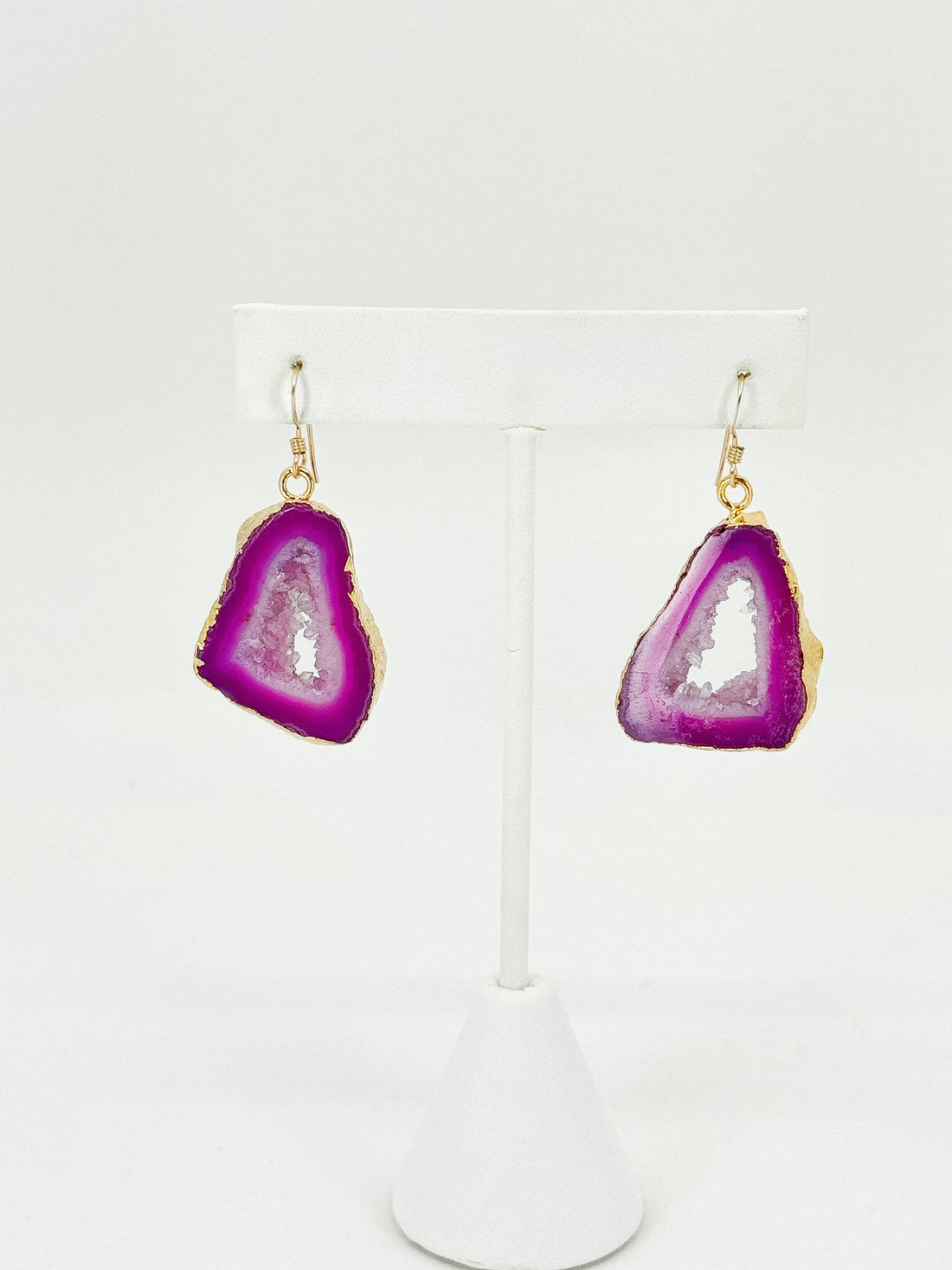 Cotton Candy Sparkle Druzy Agate Earrings