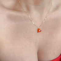 Quiet Flame Carnelian Heart Necklace