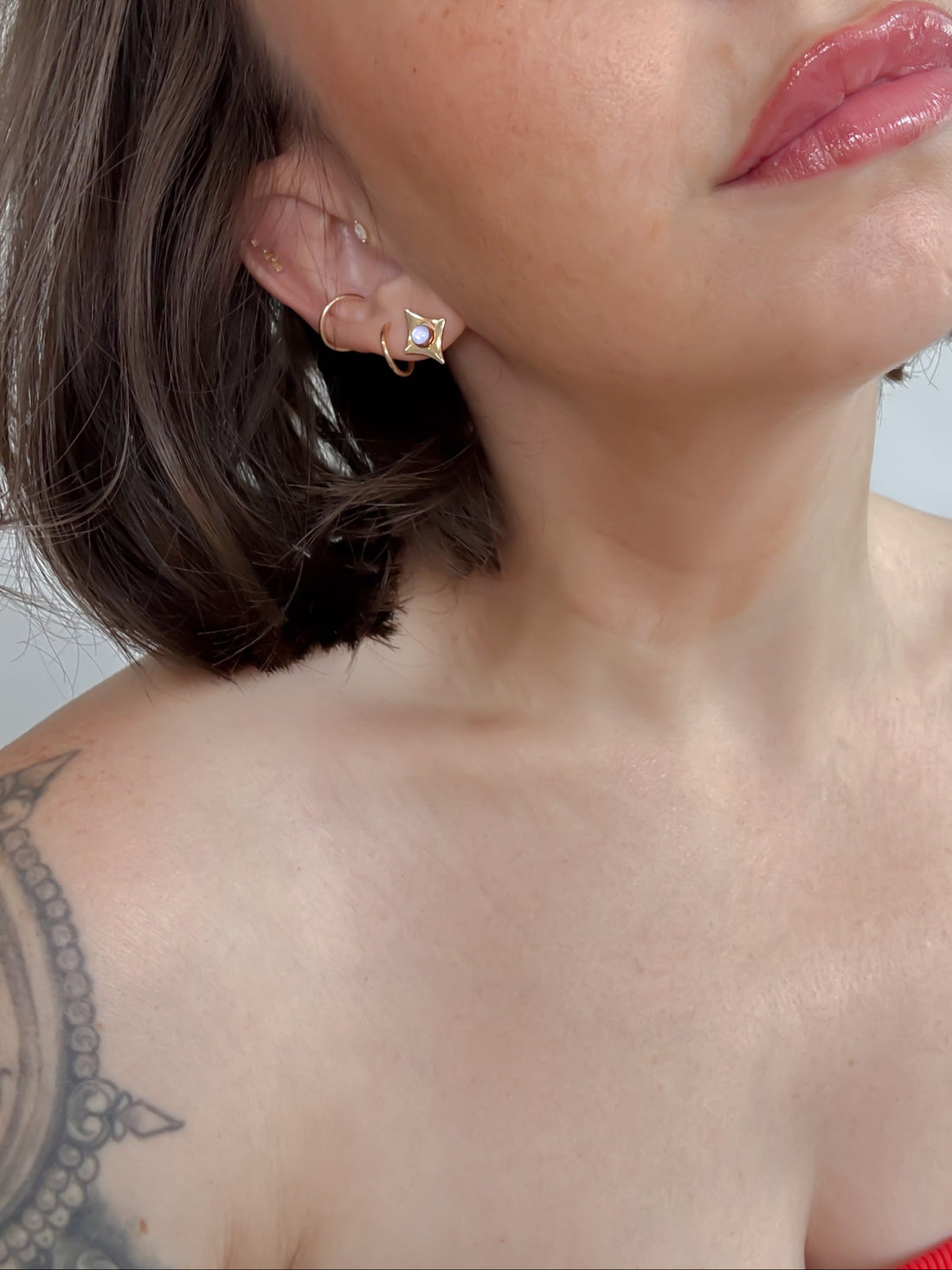 Star On Fire Moonstone Earrings