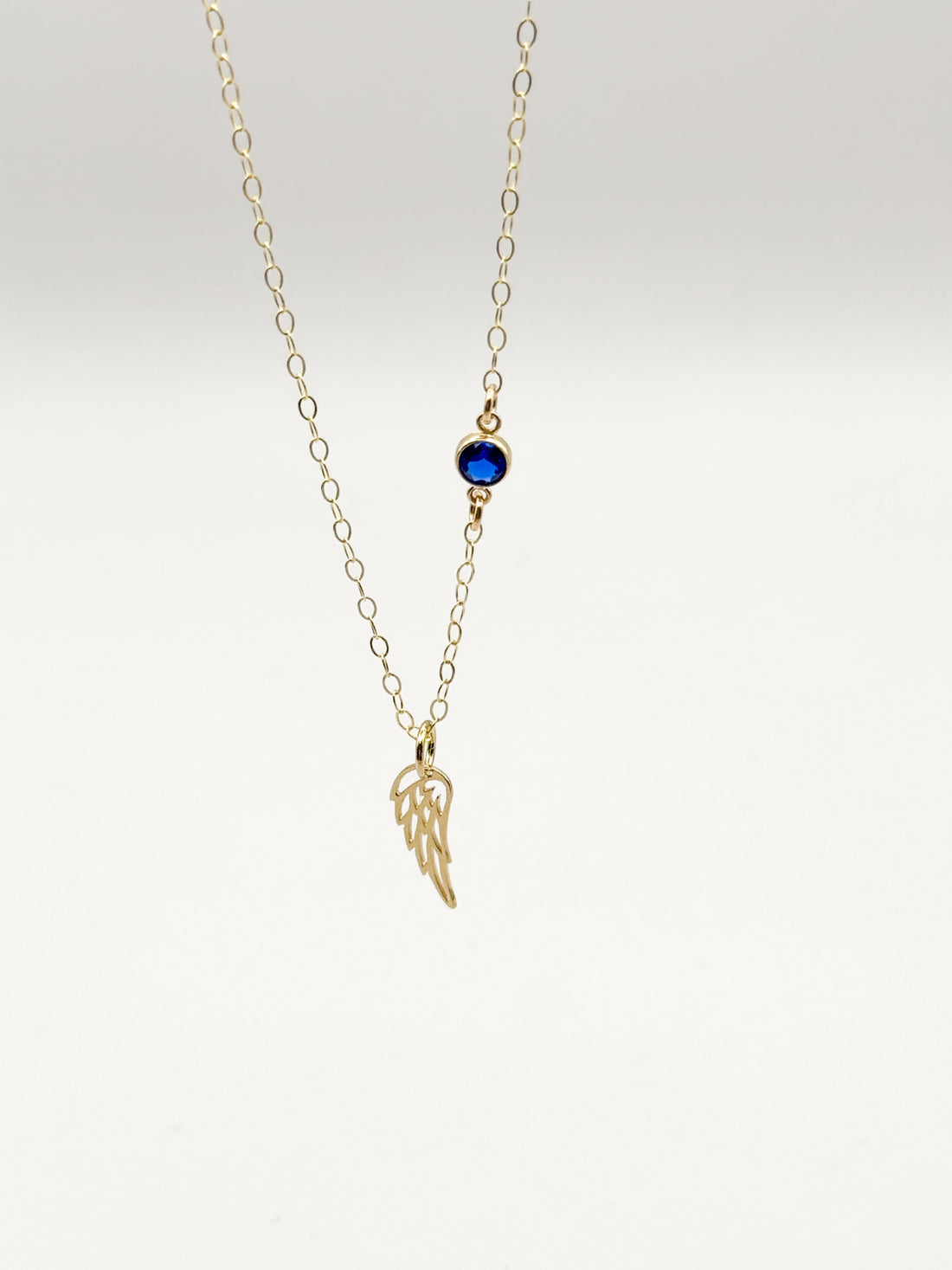 Angel Wing Memorial Birthstone Necklace