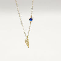 Angel Wing Memorial Birthstone Necklace
