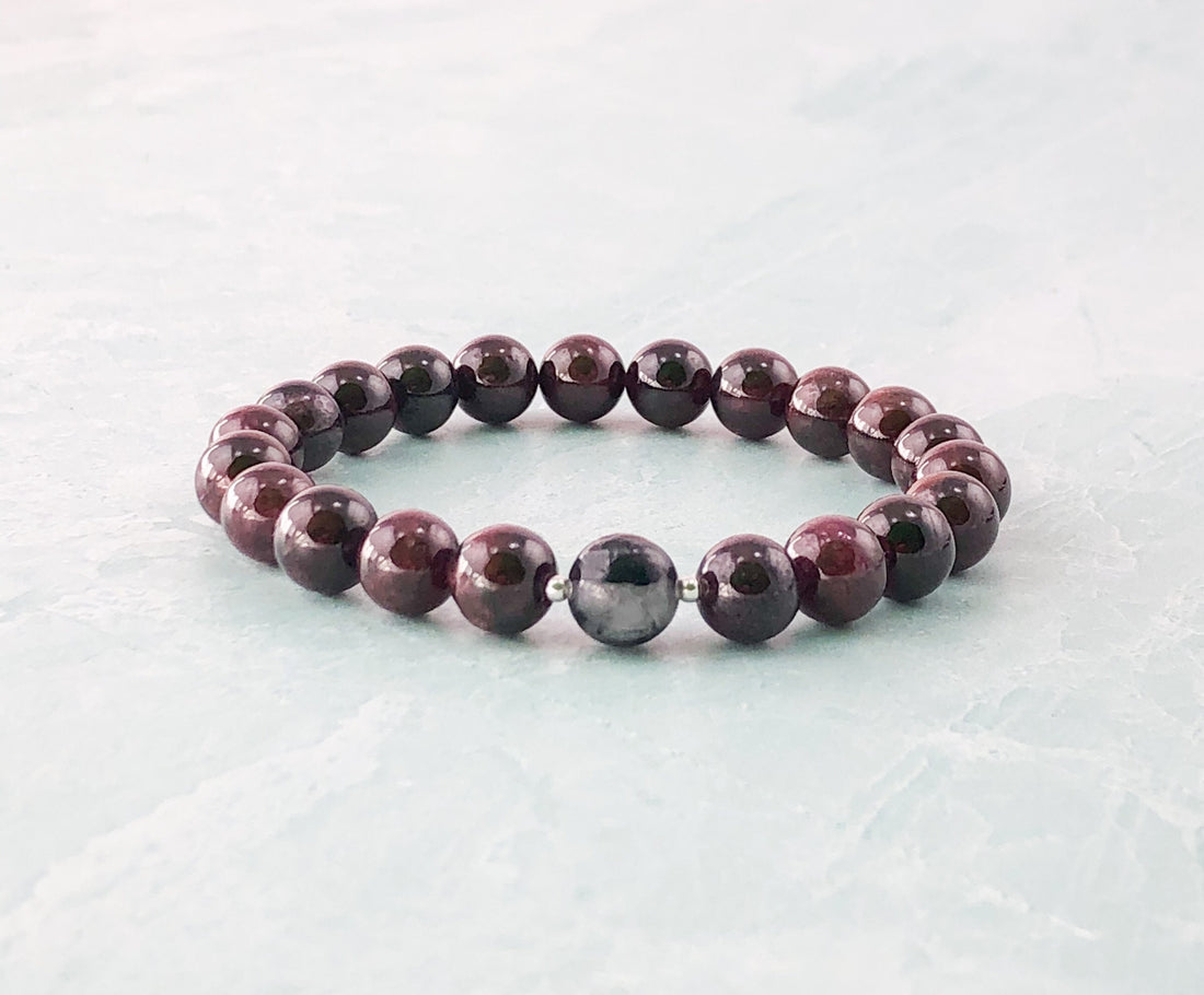 Red Garnet & Tourmaline Quartz Healing Bracelet