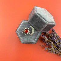 Sunstone Sun and Moon Adjustable Ring • Gift Idea