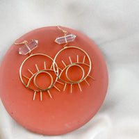 Evil Eye Quartz Point Hoop Earrings