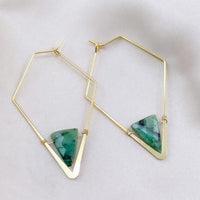 Emerald Diamond Shaped Hoops