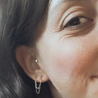 Double Piercing Chain Earrings