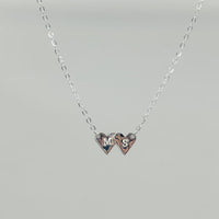 Double Heart Initial Necklace