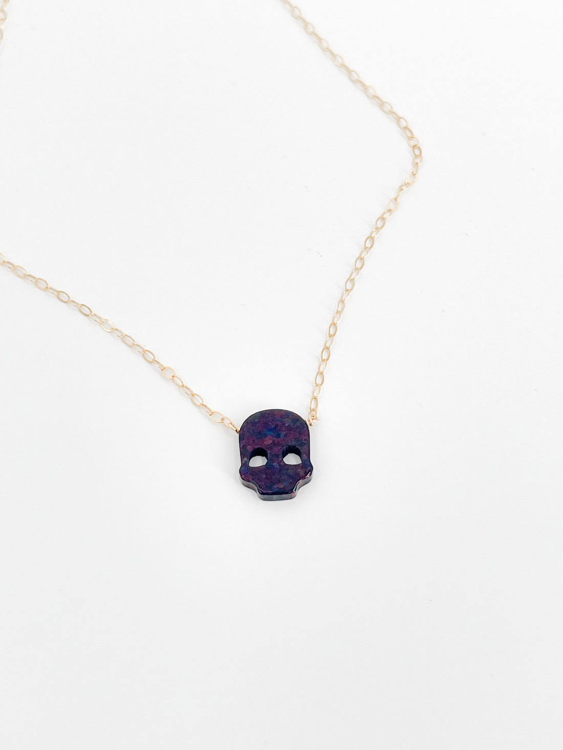 Eternal Midnight Skull Opal Necklace