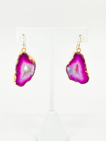 Rose Veil Geode Earrings