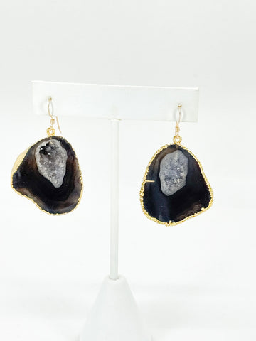 Midnight Shimmer Druzy Agate Earrings
