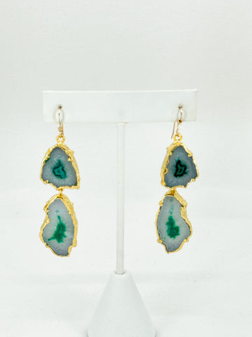 Emerald Cascade Druzy Agate Earrings