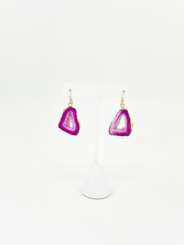 Cotton Candy Sparkle Druzy Agate Earrings