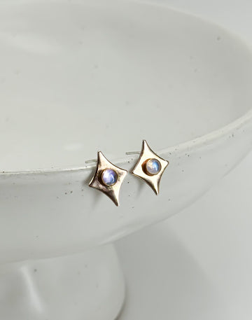 Star On Fire Moonstone Earrings