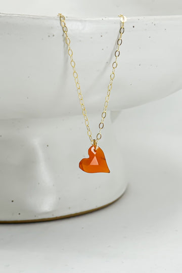 Quiet Flame Carnelian Heart Necklace