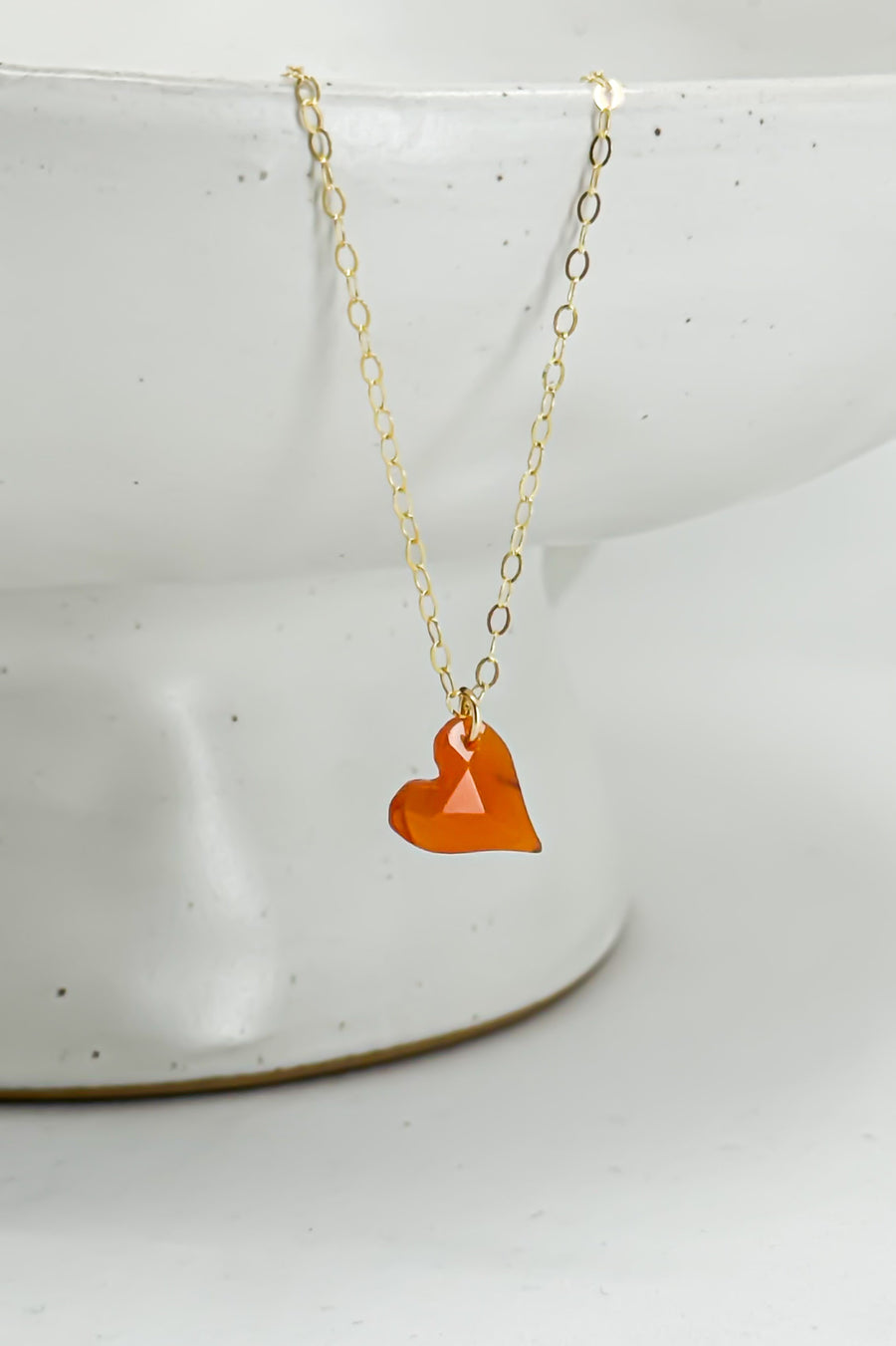 Quiet Flame Carnelian Heart Necklace