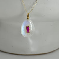 She Glows Moonstone and Ruby Necklace