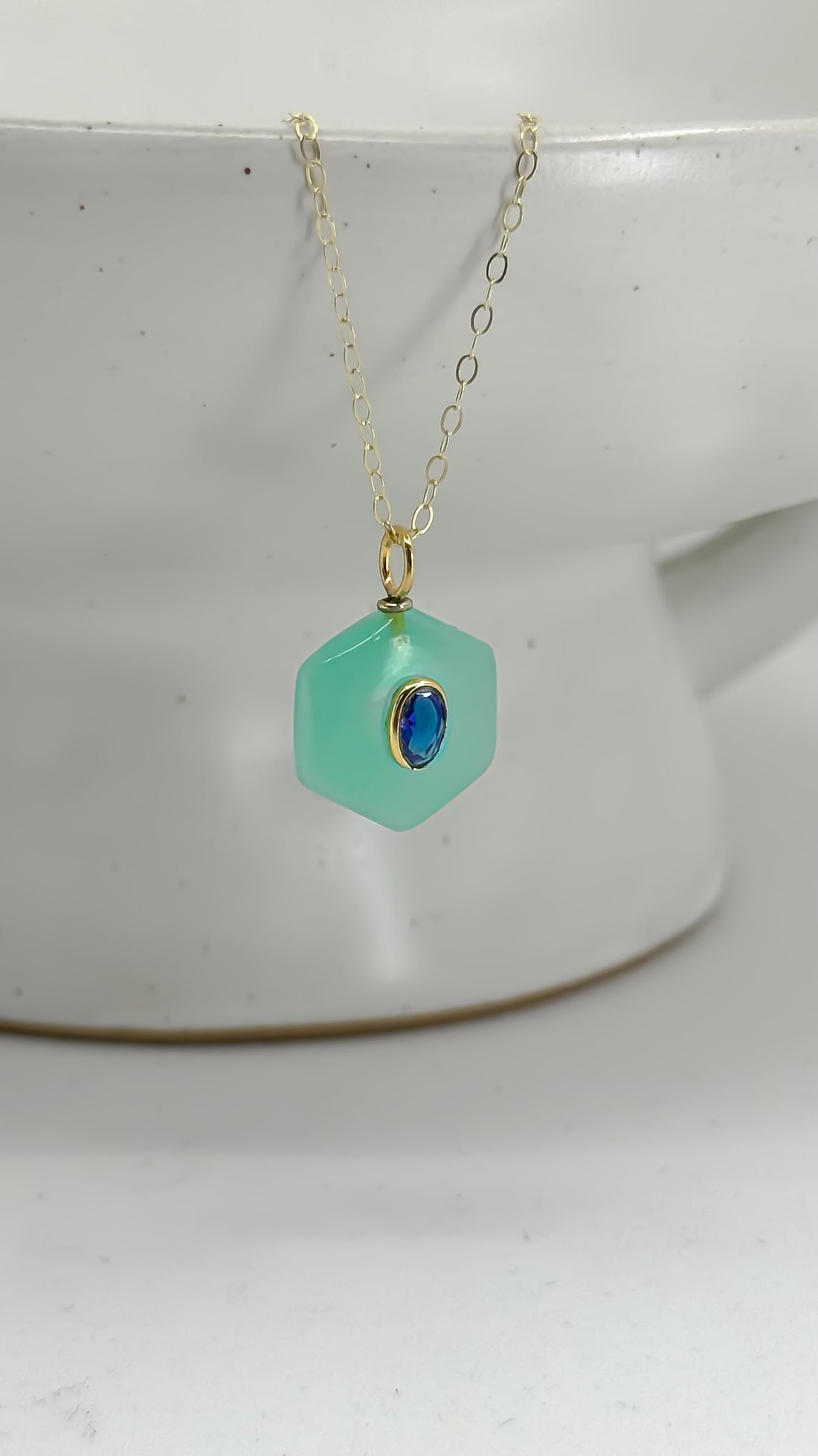 Glimmer Of Truth Aqua Chalcedony Necklace