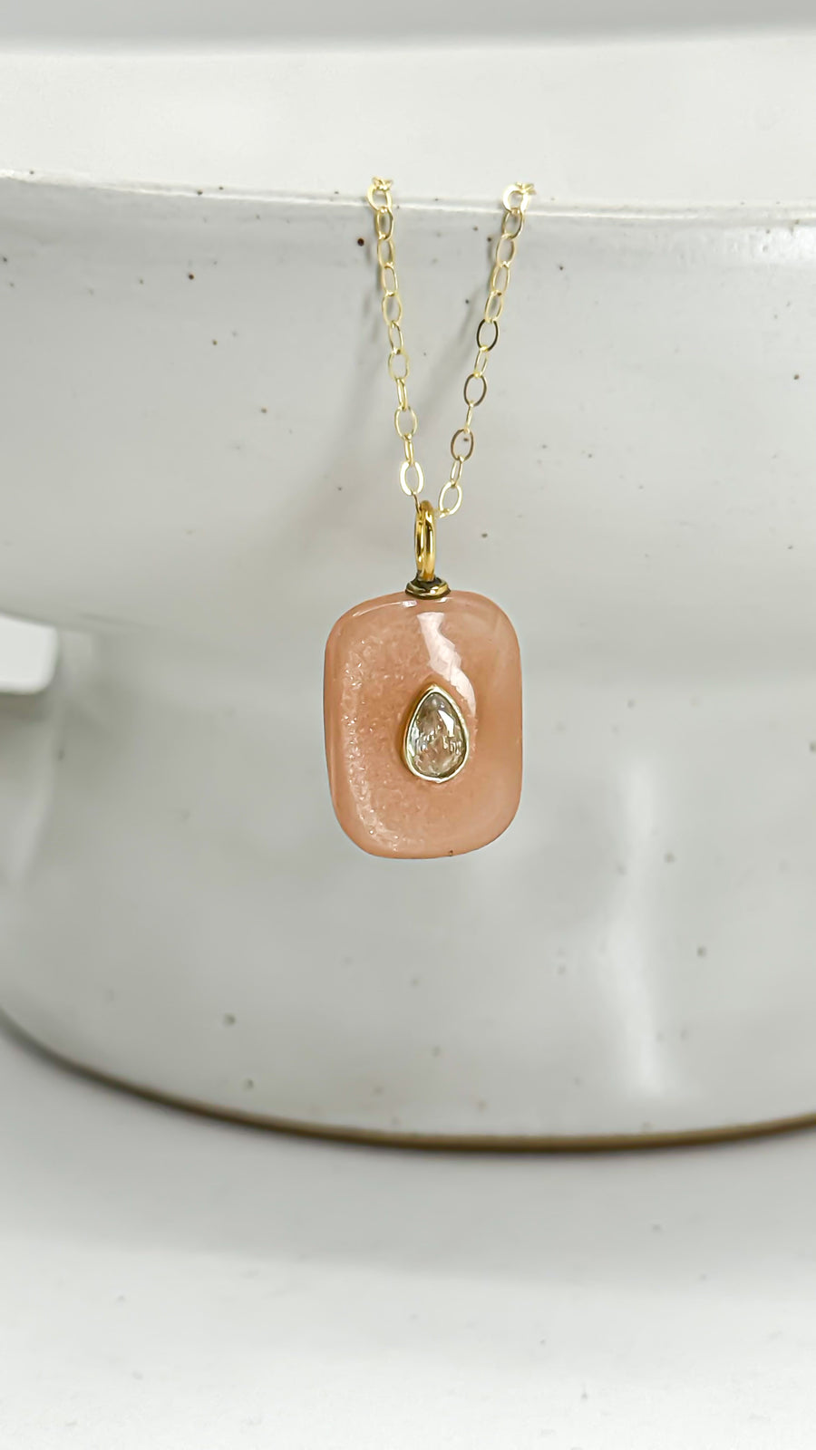 Gold Hour Peach Moonstone Necklace