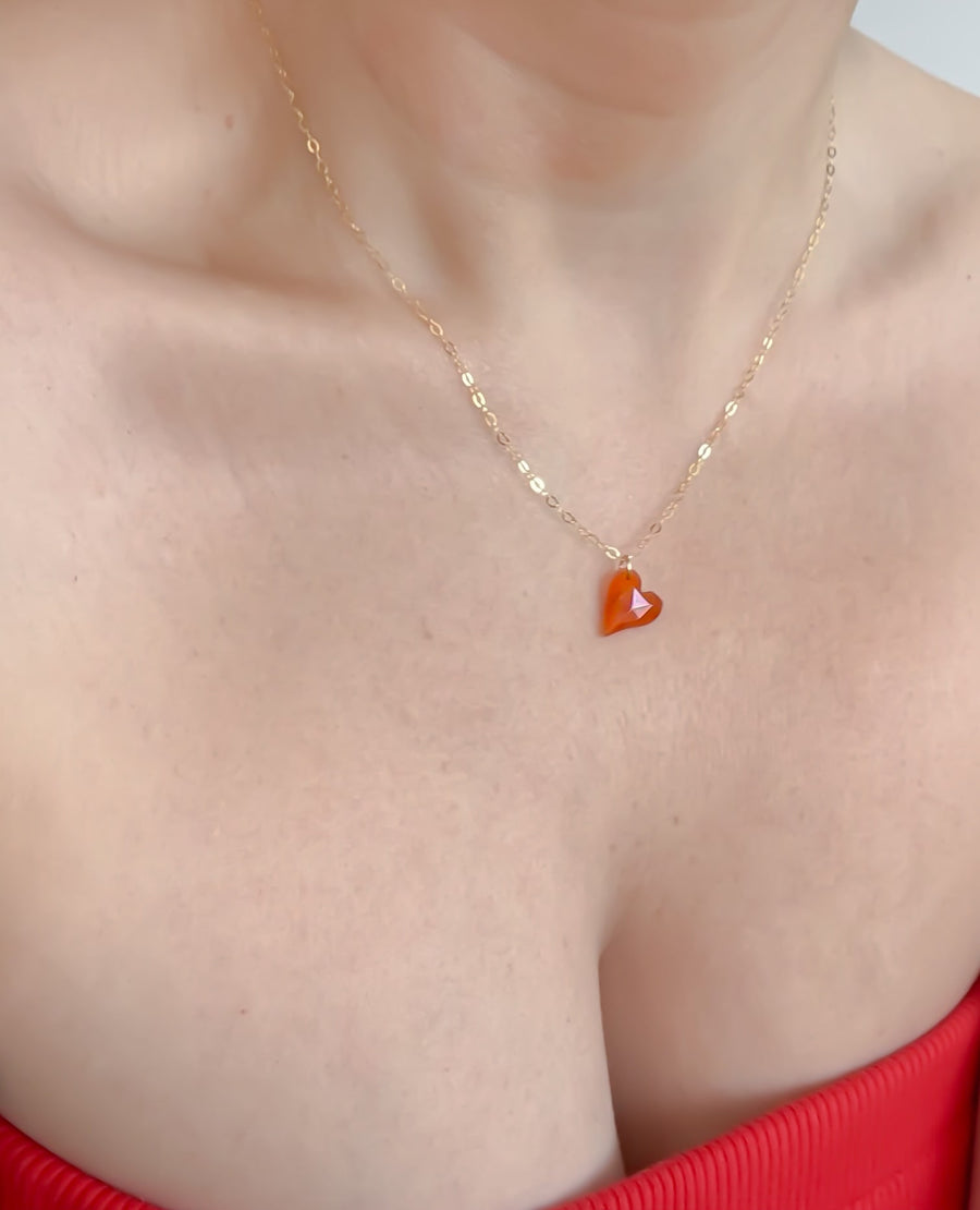 Quiet Flame Carnelian Heart Necklace
