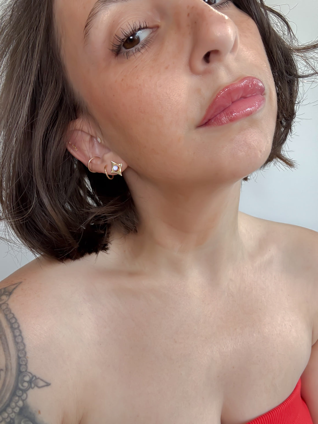 Star On Fire Moonstone Earrings