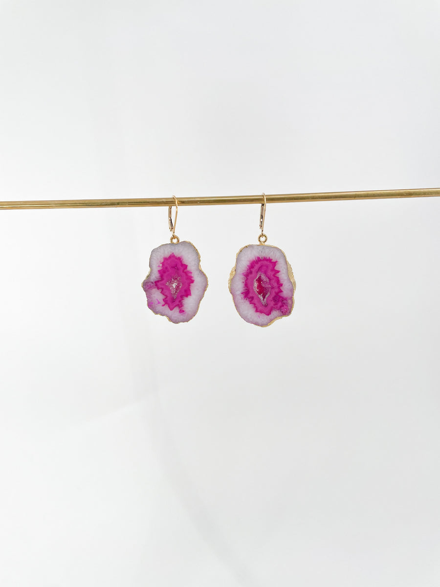 Galactic Pink Geode Earrings