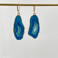 Blue Waves Geode Earrings