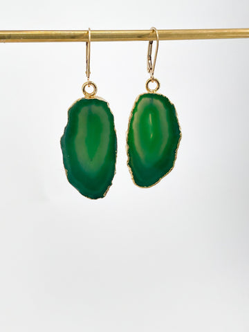 Lucky Green Geode Earrings