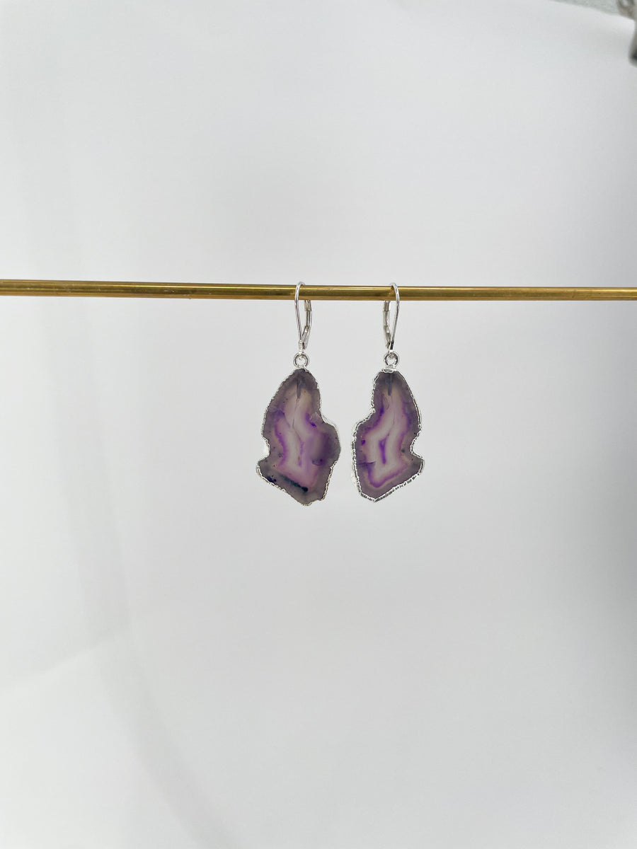 Lavender Swirl Geode Earrings
