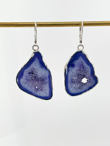 Blue Denim Geode Earrings