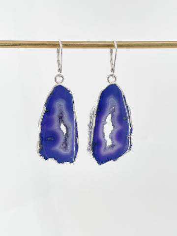 Ethereal Blue Geode Earrings