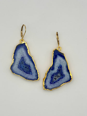 Denim Blues Geode Earrings