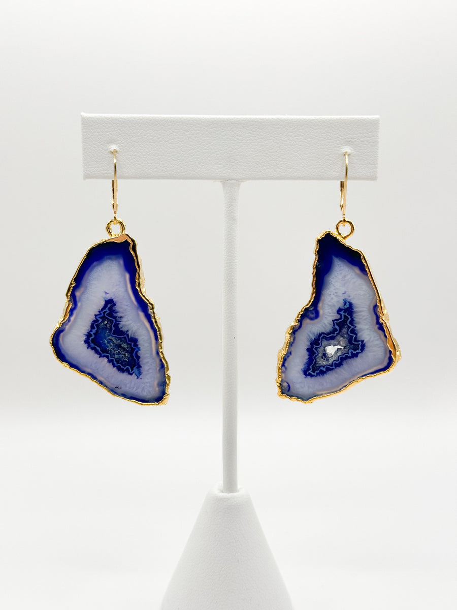 Denim Blues Geode Earrings