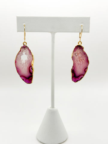 Pink Ombre Geode Earrings